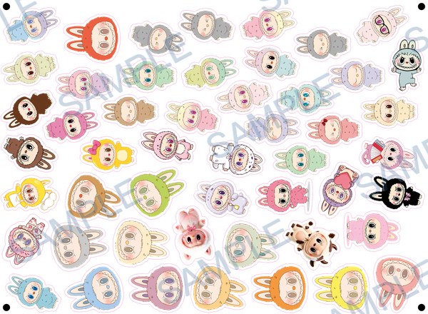 bunny, pig, cow, sticker, drawing A-214