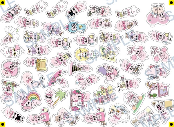 bunny, strawberry, rainbow, surfboard, palm tree Acrylic design A-281-k