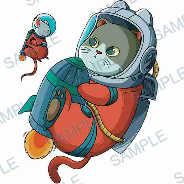 cat, mouse, astronaut, rocket, space suit B-152