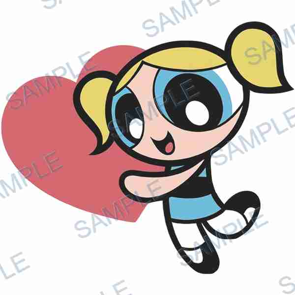 bubbles, powerpuff girls, heart, pink, blue Decal design B-3292