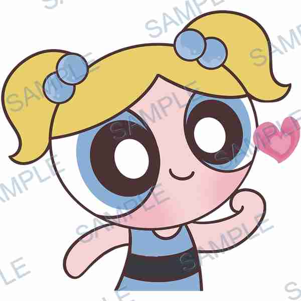 bubbles, powerpuff girls, heart, hair bows, baby blue Decal design B-3318