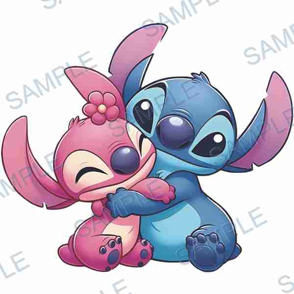 stitch, angel, disney, flower, hug Decal design B-3605