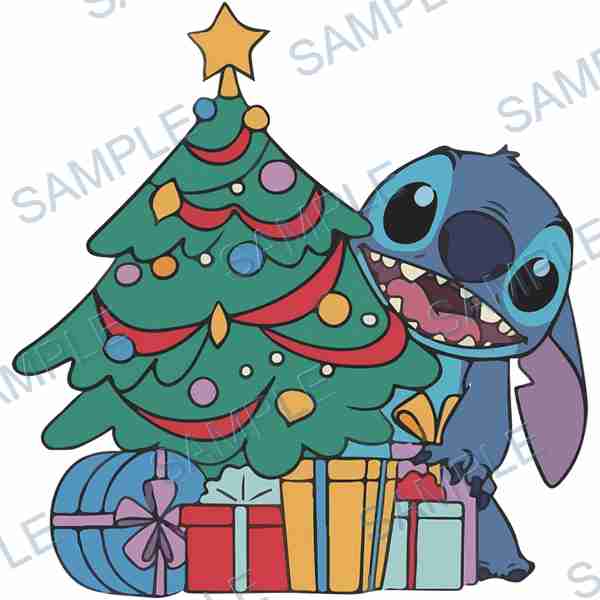 stitch, disney, christmas tree, gifts, ornaments Decal design B-3662