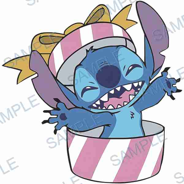 stitch, disney, gift box, bow, blue Decal design B-3666
