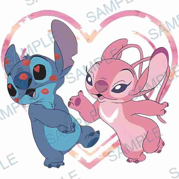 stitch, angel, disney, heart, kiss mark Decal design B-3701