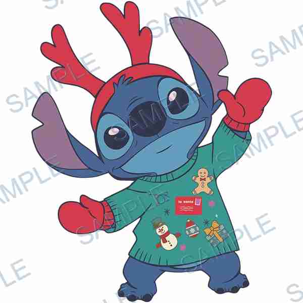 stitch, disney, reindeer antlers, sweater, snowman Decal design B-3711