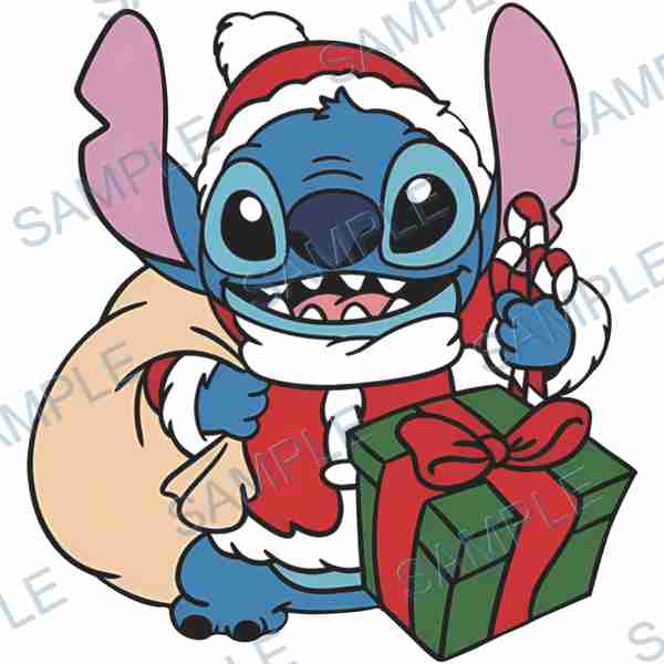 stitch, disney, santa hat, gift, candy cane Decal design B-3720