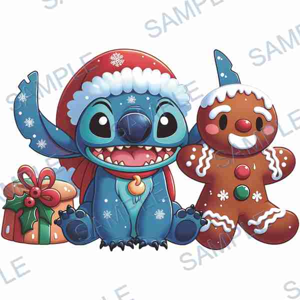 stitch, disney, gingerbread man, gift, christmas hat Decal design B-3727