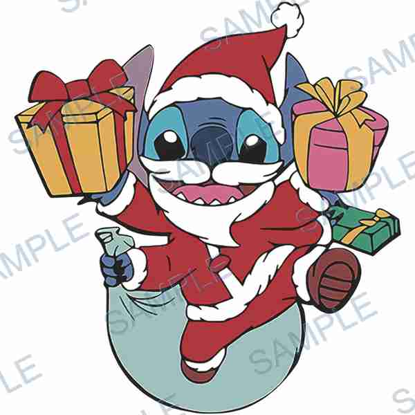 stitch, disney, santa hat, beard, gift box Decal design B-3735