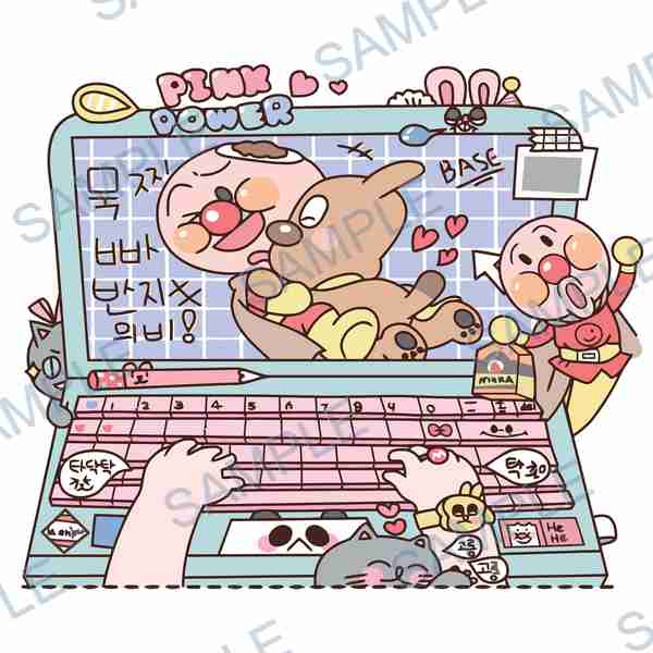 anpanman, dog, laptop, keyboard, pencil Decal design B-3757