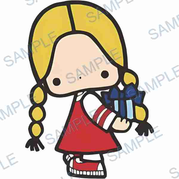 girl, gift, present, hair bow, pigtails Decal design B-3858