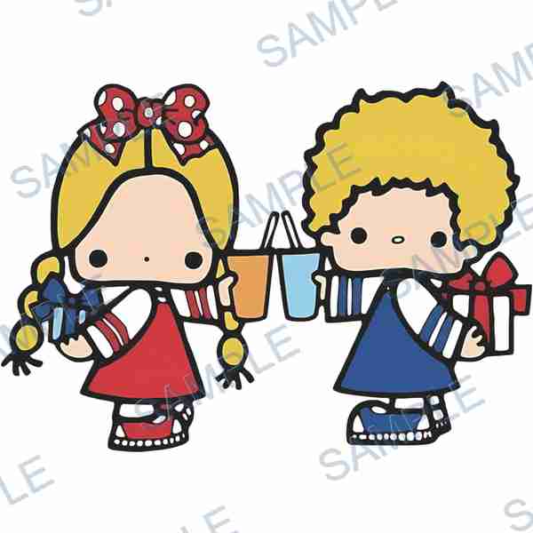 gift box, cup, straw, hair bow, pigtails Decal design B-3885