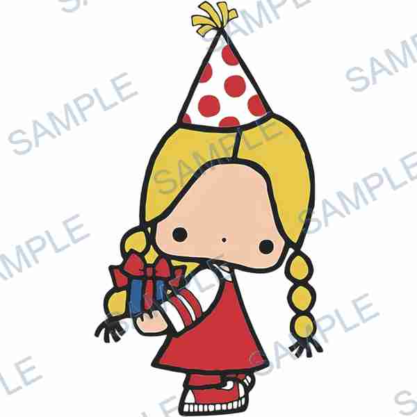 girl, party hat, gift, present, bow Decal design B-3891