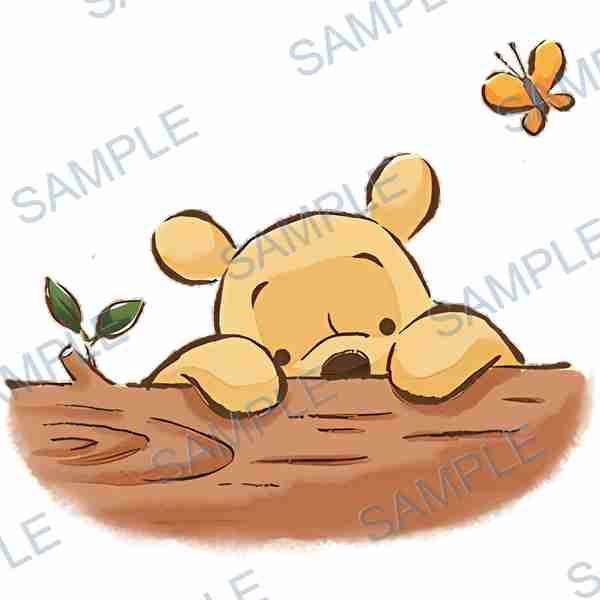 winnie the pooh, disney, bear, log, plant Decal design B-4090