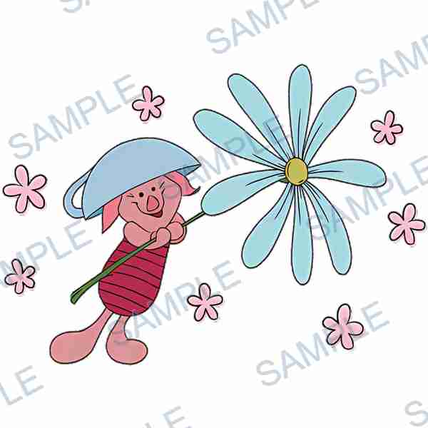 piglet, disney, flower, cup, stem Decal design B-4225