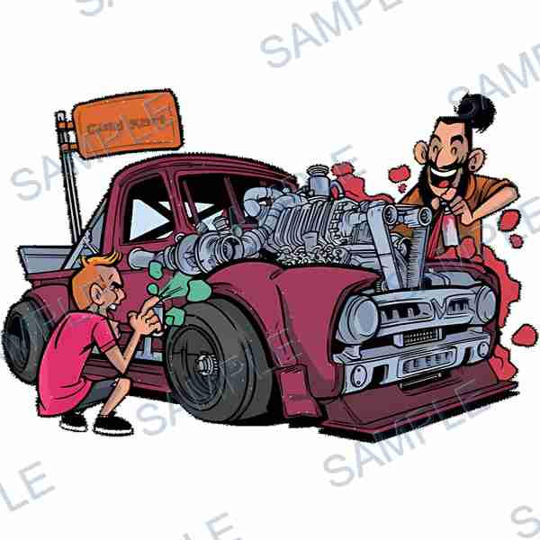 truck, engine, spray paint, sign, gold kart B-523