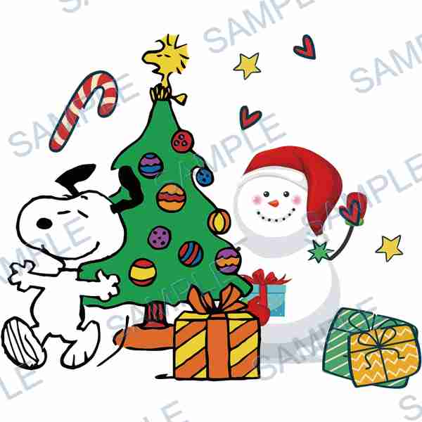 snoopy, woodstock, peanuts, christmas tree, snowman DTF design D-5792