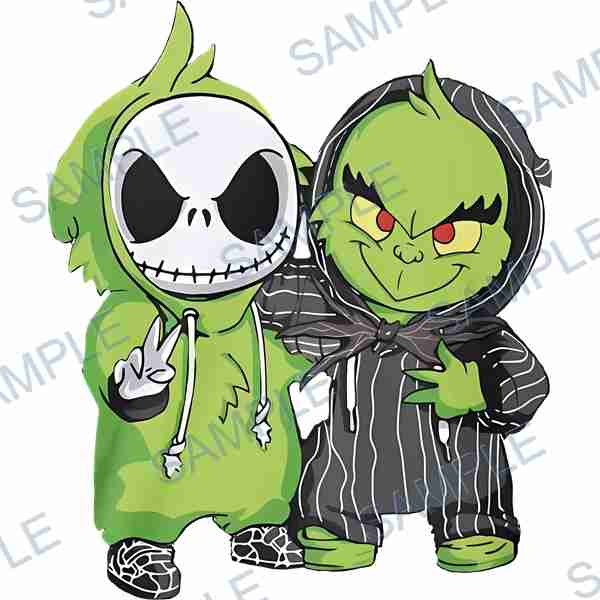 jack skellington, the grinch, disney, dr. seuss, hoodie DTF design D-6078