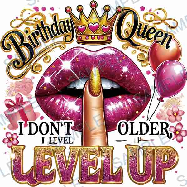 lips, crown, finger, balloons, gift DTF design D-6749