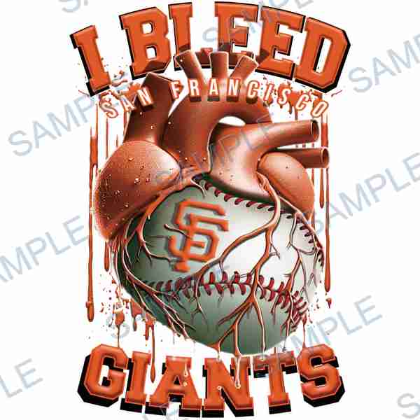 san francisco giants, mlb, heart, baseball, blood DTF design D-7068