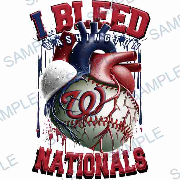washington nationals, mlb, heart, baseball, text DTF design D-7078