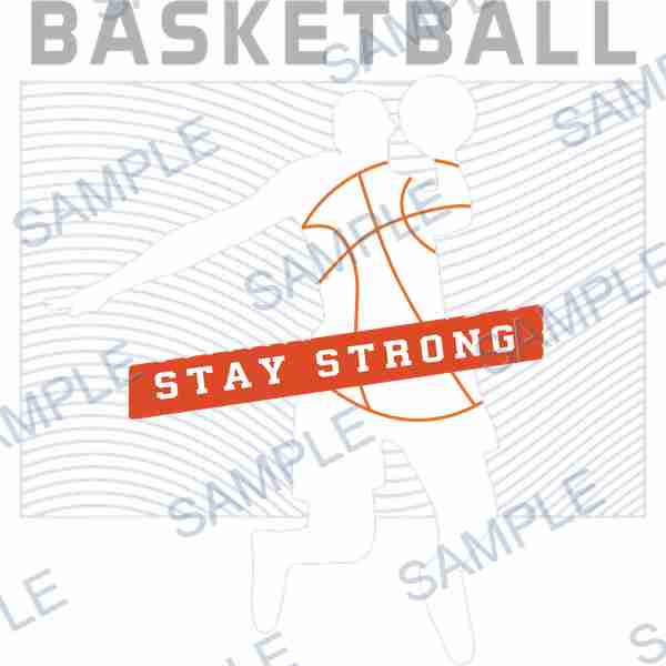 basketball, player, text, stay strong, gray DTF design D-7495