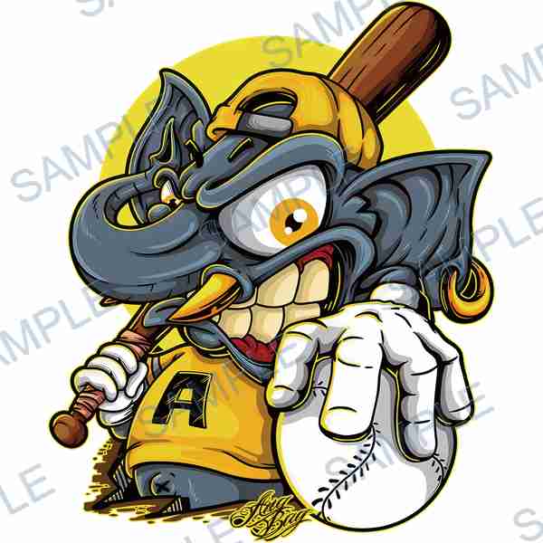 ganesh, baseball bat, baseball, elephant, jersey DTF design D-7633