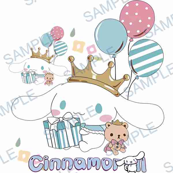 cinnamoroll, bear, sanrio, crown, gift box DTF design D-7765
