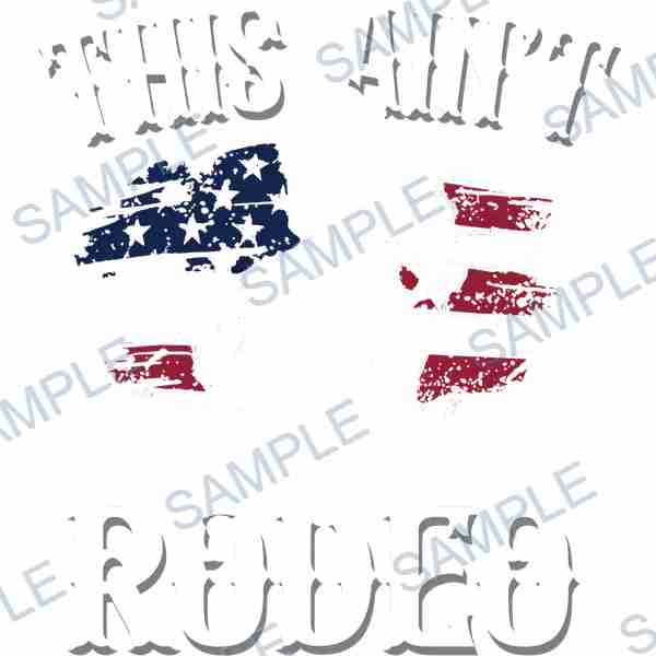 american flag, text, this ain't rodeo, red, white DTF design D-7831