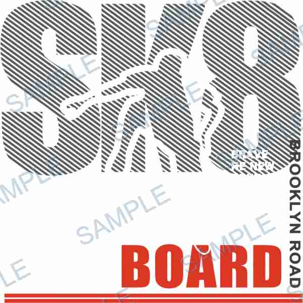 skateboarder, text, brooklyn road, brave the new, gray DTF design D-7840