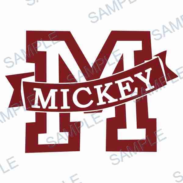 mickey, disney, letter m, ribbon, text DTF design D-7852