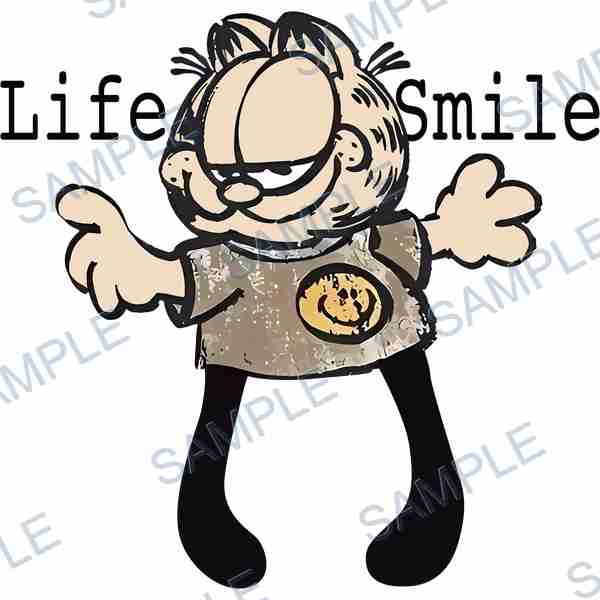 garfield, cat, smiley face, t-shirt, text DTF design D-7952