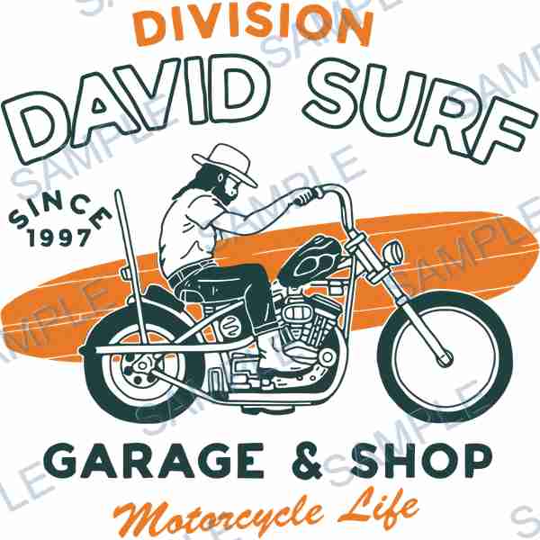 motorcycle, surfboard, man, hat, division DTF design D-7970