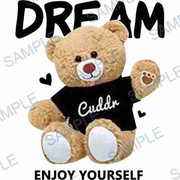 teddy bear, t-shirt, text, heart, brown DTF design D-7990