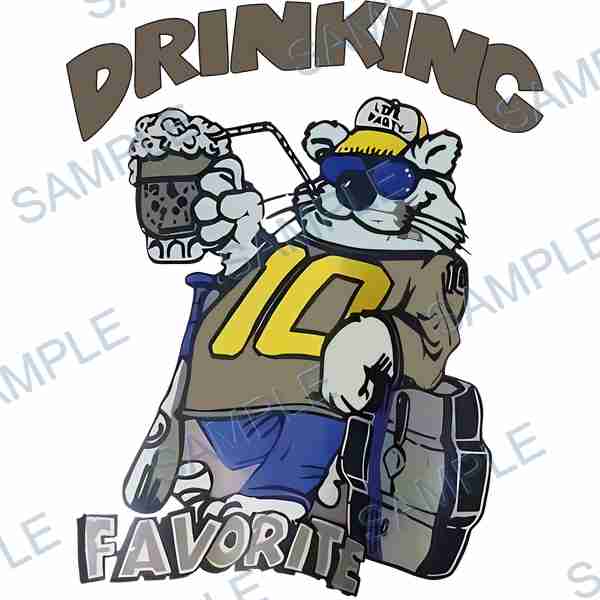 dad, cat, beer mug, sunglasses, baseball bat DTF design D-8002