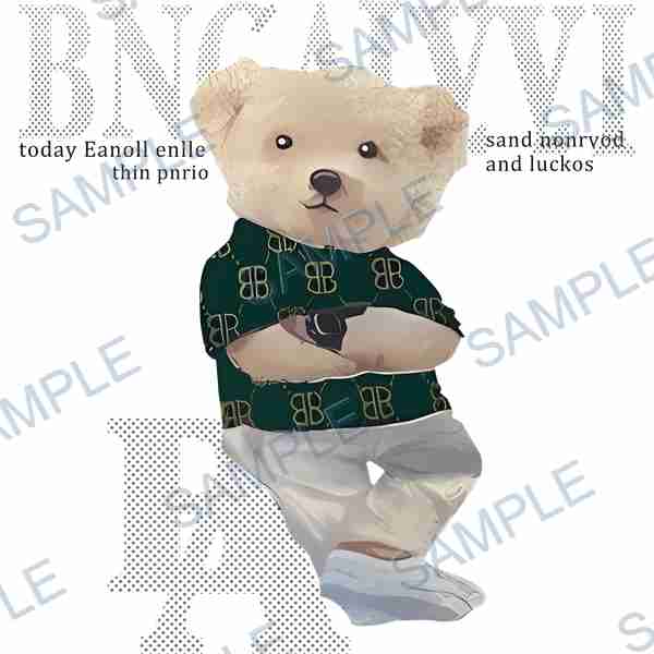 bear, shirt, pants, watch, text DTF design D-8045