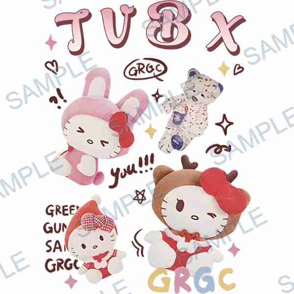 hello kitty, sanrio, bunny, bear, deer DTF design D-8095