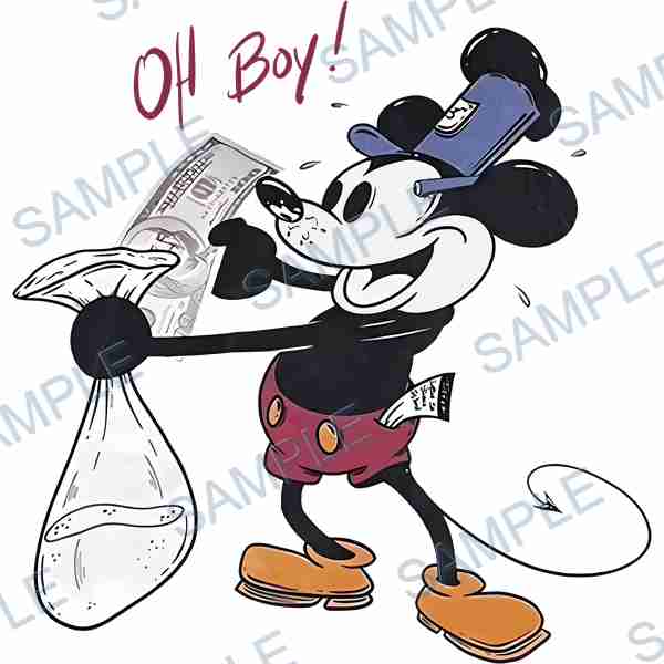 mickey mouse, disney, money, bag, hat DTF design D-8144