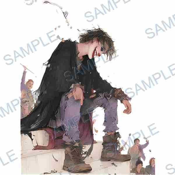 joker, dc comics, clown makeup, stairs, torn clothes DTF design D-8227