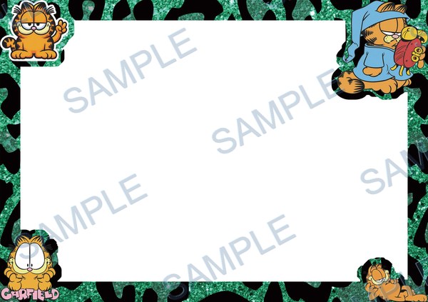 garfield, cat, sleepy, text, green Acrylic design F-738