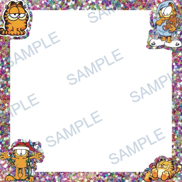 garfield, cat, teddy bear, christmas hat, christmas lights Acrylic design F-754