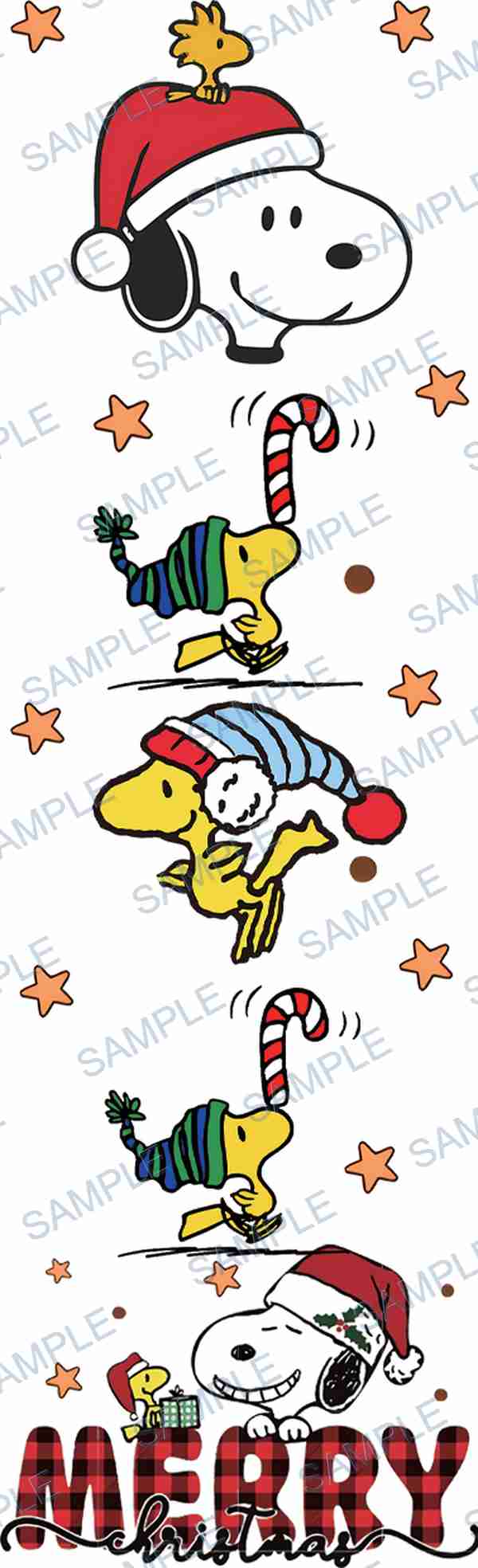 snoopy, woodstock, peanuts, santa hat, candy cane P-17855