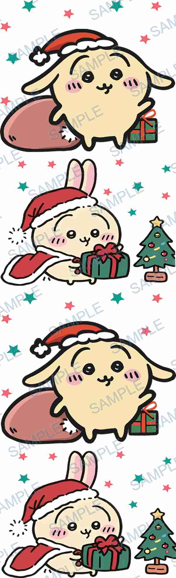 bunny, santa hat, gift, christmas tree, sack Pen Wrap design P-17994