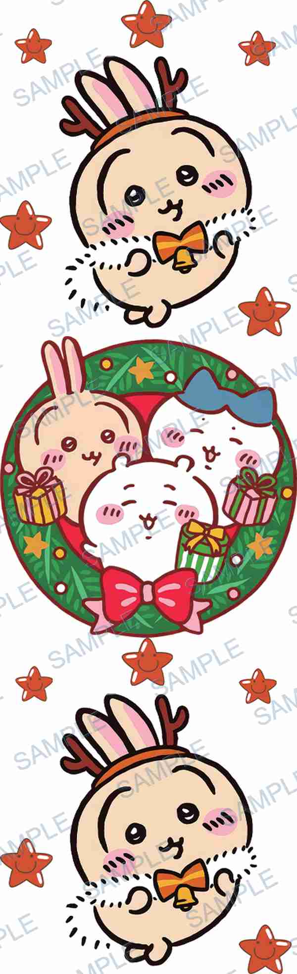 bunny, reindeer antlers, bell, gift box, wreath Pen Wrap design P-18025