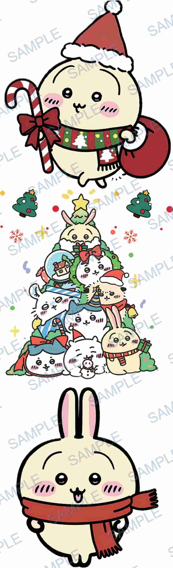 christmas tree, santa hat, candy cane, scarf, gift bag Pen Wrap design P-18039