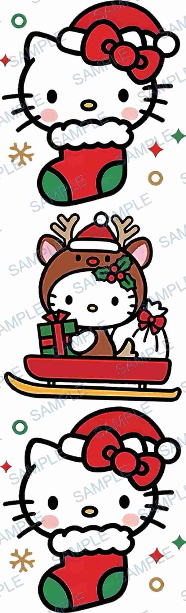 hello kitty, sanrio, christmas stocking, reindeer, sleigh Pen Wrap design P-18092