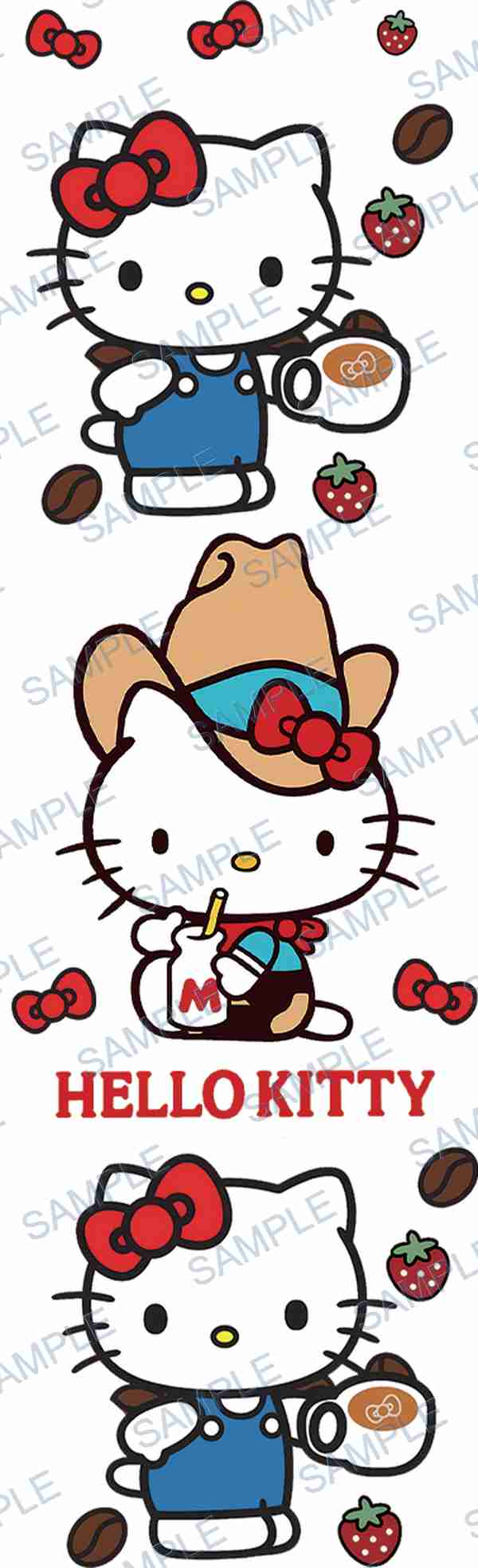 hello kitty, sanrio, coffee cup, strawberry, coffee bean Pen Wrap design P-18105