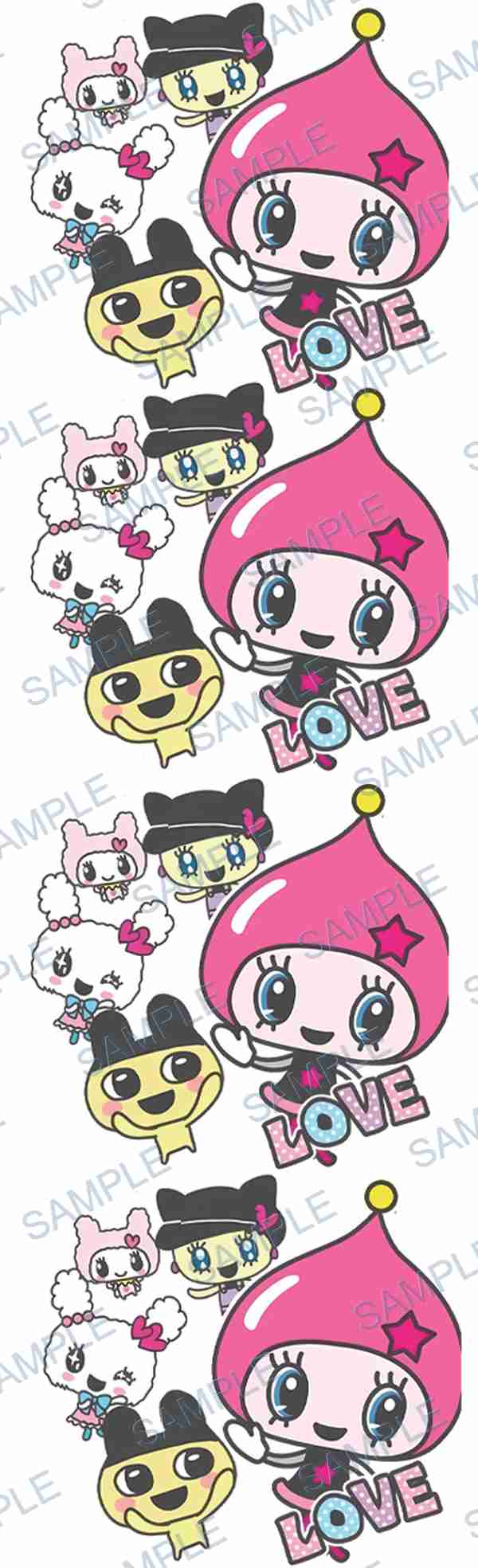 tamagotchi, bandai, pink teardrop character, yellow character, white fluffy character Pen Wrap design P-18219
