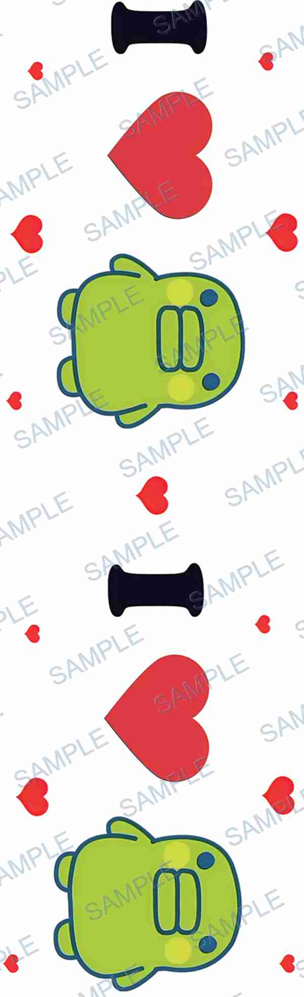 heart, worm, letter i, green, red Pen Wrap design P-18260