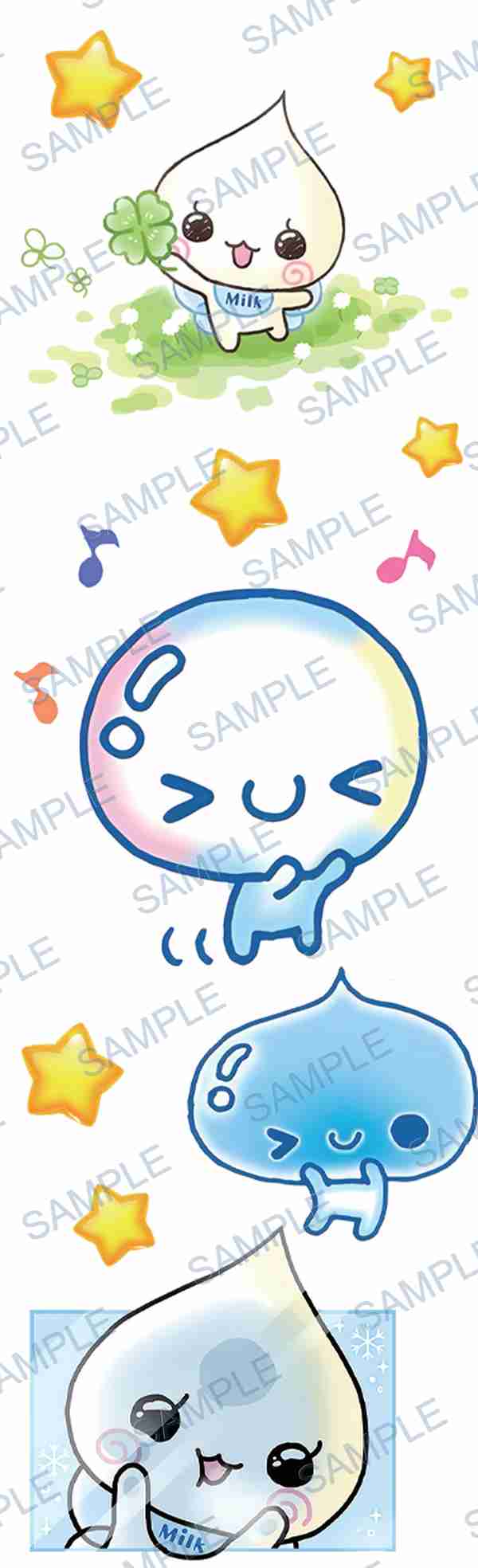 milk drop, clover, star, music note, snowflake Pen Wrap design P-18423